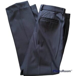 PERRY Ellis career wear trousers 36"(W) x 32"(L) charcoal gray with blue stripes